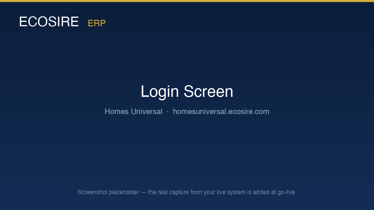 ECOSIRE branded login screen